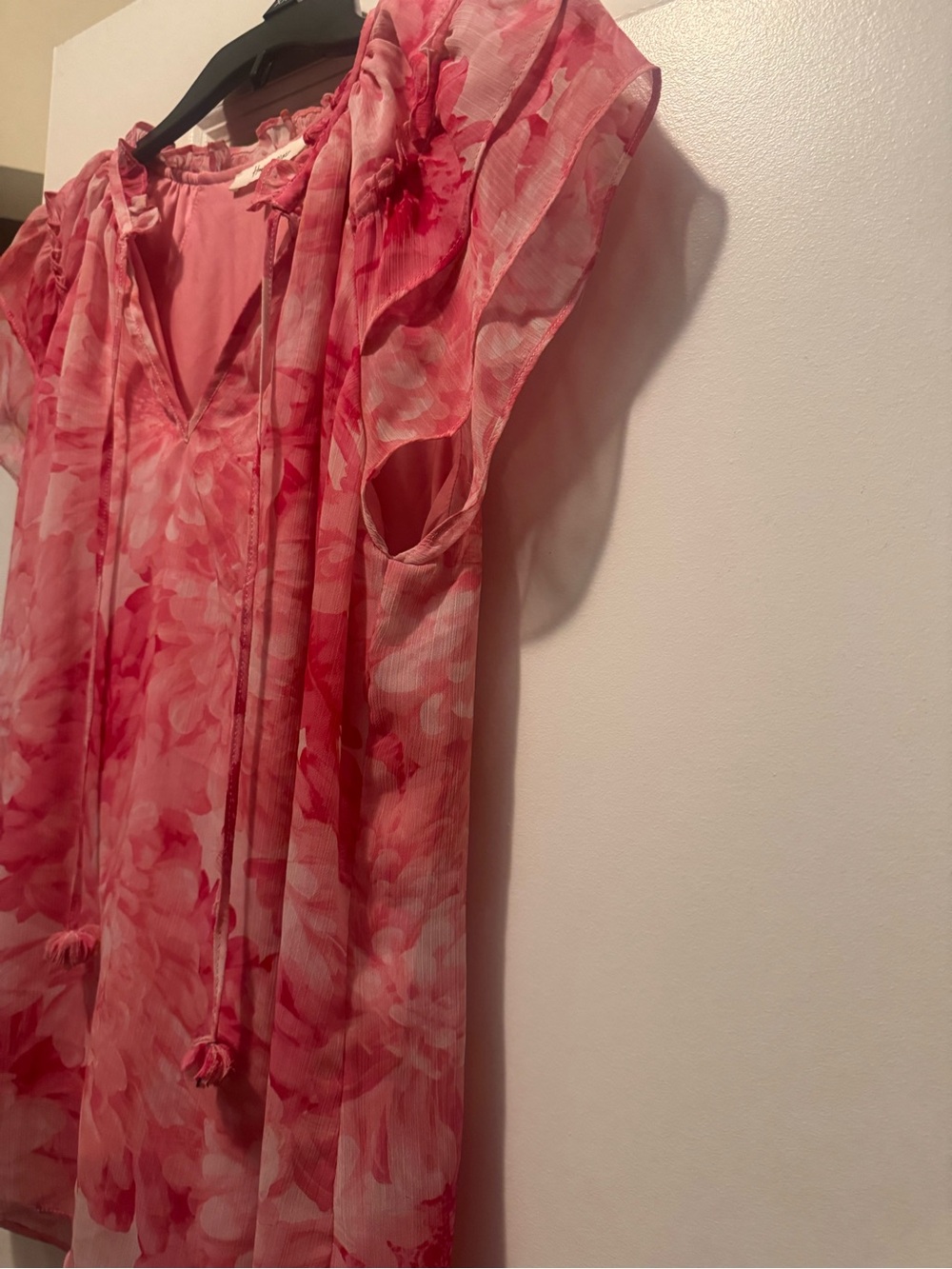 Hanna Andersson Pink Floral Sheer Tie-Front Blouse - Picture 3 of 3